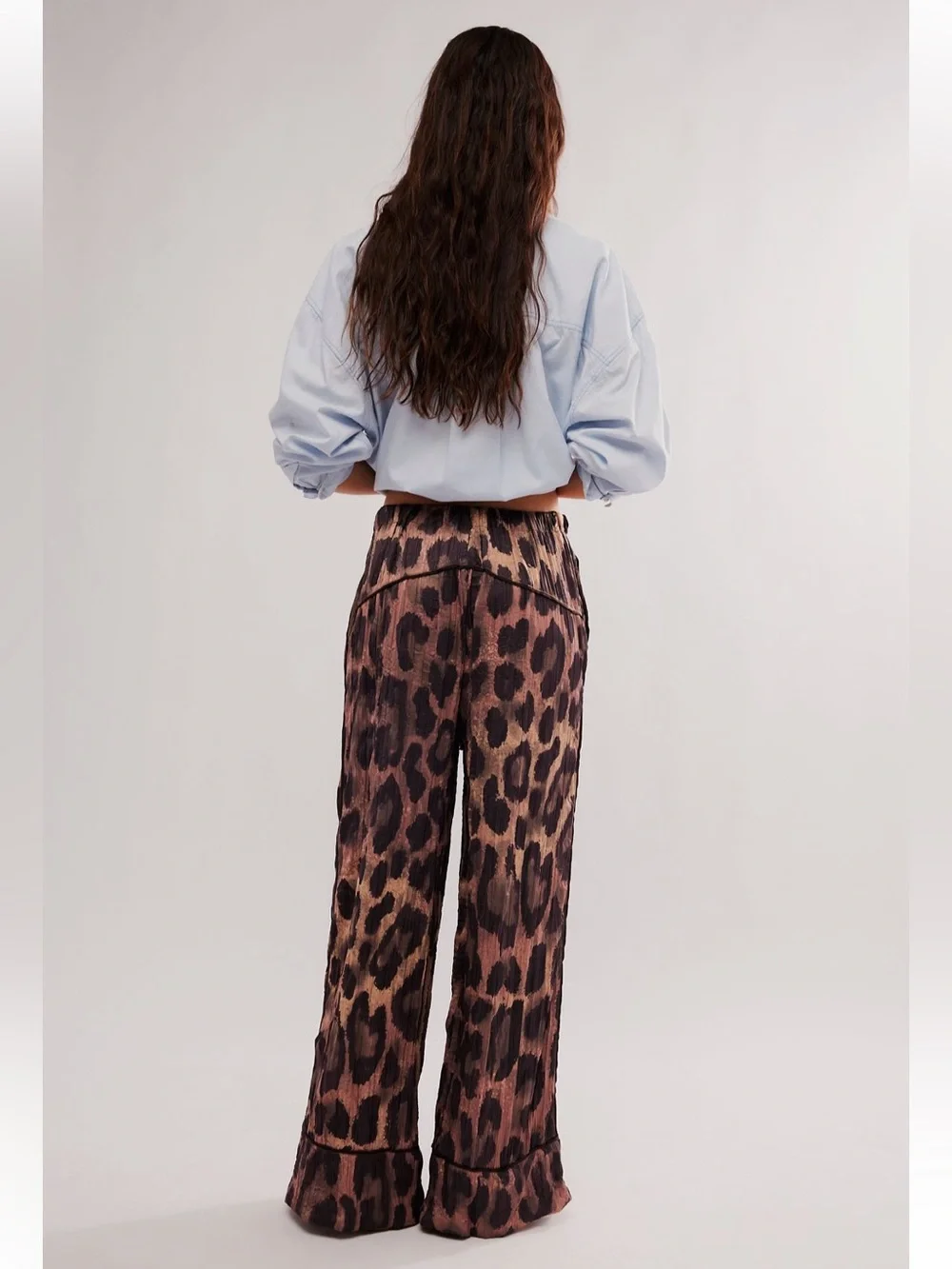 Free People All Out Printed Satin Pants Leopard Print